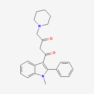 molecular formula C24H26N2O2 B12770767 1,3-Butanedione, 1-(1-methyl-2-phenyl-1H-indol-3-yl)-4-(1-piperidinyl)- CAS No. 62367-76-4