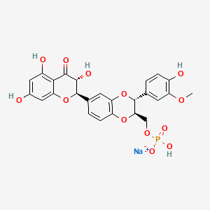 molecular formula C25H22NaO13P B12770804 Silybin 11-O-phosphate sodium salt CAS No. 158059-03-1