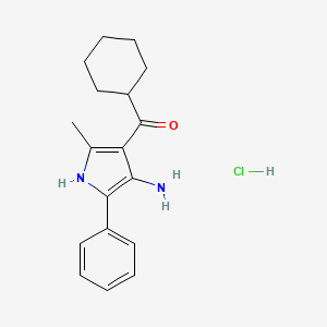 molecular formula C18H23ClN2O B12770807 Methanone, (4-amino-2-methyl-5-phenyl-1H-pyrrol-3-yl)cyclohexyl-, monohydrochloride CAS No. 91481-29-7
