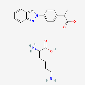 molecular formula C22H28N4O4 B12770862 2-(p-(2H-Indazol-2-yl)phenyl)propionic acid lysine salt CAS No. 102504-55-2