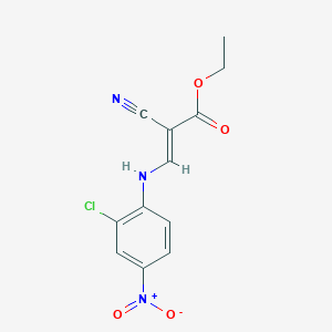 molecular formula C12H10ClN3O4 B1277088 ethyl (E)-3-(2-chloro-4-nitroanilino)-2-cyanoprop-2-enoate 