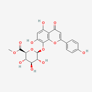 molecular formula C22H20O12 B12770890 methyl (2S,3S,4S,5R,6S)-6-[5,7-dihydroxy-2-(4-hydroxyphenyl)-4-oxochromen-8-yl]oxy-3,4,5-trihydroxyoxane-2-carboxylate CAS No. 636589-22-5