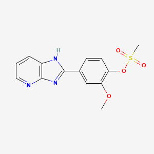 molecular formula C14H13N3O4S B12770901 Phenol, 4-(1H-imidazo(4,5-b)pyridin-2-yl)-2-methoxy-, methanesulfonate (ester) CAS No. 89454-31-9
