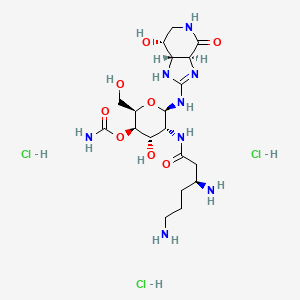 molecular formula C19H37Cl3N8O8 B12770930 Racemomycin A trihydrochloride CAS No. 102419-21-6