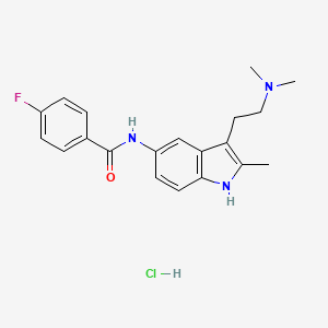 molecular formula C20H23ClFN3O B12770993 N-[3-[2-(dimethylamino)ethyl]-2-methyl-1H-indol-5-yl]-4-fluorobenzamide;hydrochloride CAS No. 189805-93-4