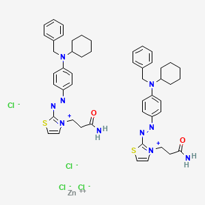 molecular formula C50H60Cl4N10O2S2Zn B12771009 zinc;3-[2-[[4-[benzyl(cyclohexyl)amino]phenyl]diazenyl]-1,3-thiazol-3-ium-3-yl]propanamide;tetrachloride CAS No. 65208-22-2