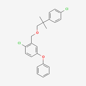 molecular formula C23H22Cl2O2 B12771077 Benzene, 1-chloro-2-((2-(4-chlorophenyl)-2-methylpropoxy)methyl)-4-phenoxy- CAS No. 83492-88-0