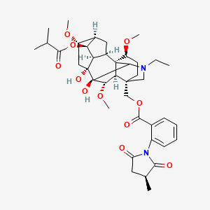 molecular formula C40H54N2O11 B12771083 14-Deacetyl-14-isobutyrylnudicauline CAS No. 254876-71-6