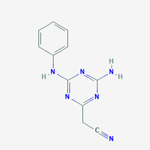 molecular formula C11H10N6 B1277109 (4-氨基-6-苯胺基-1,3,5-三嗪-2-基)乙腈 CAS No. 99845-72-4