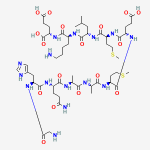 molecular formula C51H85N15O17S2 B12771104 L-Glutamic acid, N-(N2-(N-(N-(N-(N-(N-(N-(N2-(N-glycyl-L-histidyl)-L-glutaminyl)-L-alanyl)-L-alanyl)-L-methionyl)-L-alpha-glutamyl)-L-methionyl)-L-leucyl)-L-lysyl)- CAS No. 119420-07-4