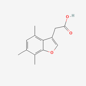 molecular formula C13H14O3 B1277111 (4,6,7-Trimethyl-1-benzofuran-3-YL)acetic acid CAS No. 902139-76-8