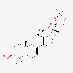 molecular formula C30H44O4 B12771118 Lanosta-7,9(11)-dien-18-oic acid, 22,25-epoxy-3,20-dihydroxy-, gamma-lactone, (3beta)- CAS No. 6758-71-0