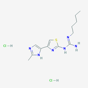 molecular formula C13H22Cl2N6S B12771123 Guanidine, N-(4-(2-methyl-1H-imidazol-4-yl)-2-thiazolyl)-N'-pentyl-, dihydrochloride CAS No. 103140-97-2