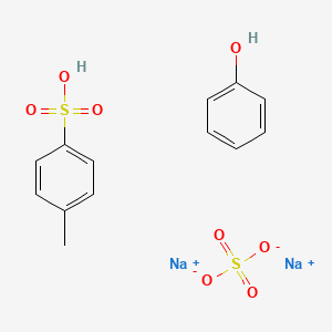 molecular formula C13H14Na2O8S2 B12771171 Disodium;4-methylbenzenesulfonic acid;phenol;sulfate 