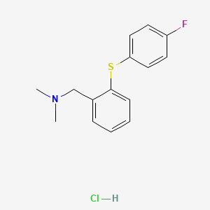 molecular formula C15H17ClFNS B12771187 Benzenemethanamine, N,N-dimethyl-2-((4-fluorophenyl)thio)-, hydrochloride CAS No. 139009-12-4