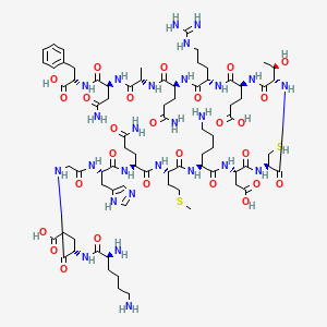 molecular formula C78H124N26O27S2 B12771312 L-Phenylalanine, L-lysyl-L-alpha-glutamylglycyl-L-histidyl-L-glutaminyl-L-methionyl-L-lysyl-L-alpha-aspartyl-L-cysteinyl-L-threonyl-L-alpha-glutamyl-L-arginyl-L-glutaminyl-L-alanyl-L-asparaginyl- CAS No. 119400-72-5