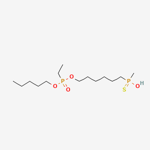 molecular formula C14H32O4P2S B12771332 Ethylphosphonothioic acid anhydride with ethylphosphonic acid dipentyl ester CAS No. 109438-26-8