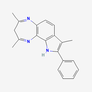 molecular formula C20H19N3 B12771335 Pyrrolo(2,3-g)-1,5-benzodiazepine, 3,10-dihydro-9-phenyl-2,4,8-trimethyl- CAS No. 113597-48-1