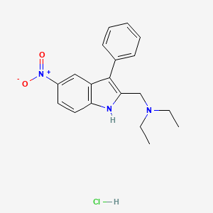 molecular formula C19H22ClN3O2 B12771386 Indole, 2-((diethylamino)methyl)-5-nitro-3-phenyl-, monohydrochloride CAS No. 89159-42-2