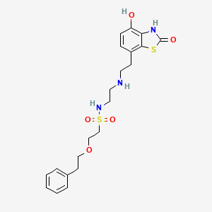 molecular formula C21H27N3O5S2 B12771388 N-(2-(2-(4-Hydroxy-2-oxo-3H-1,3-benzothiazol-7-yl)ethylamino)ethyl)-2-phenethyloxy-ethanesulfonamide CAS No. 189012-00-8