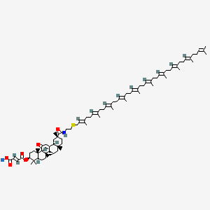 molecular formula C86H132NNaO6S B12771494 Olean-12-en-29-amide, 3-((3-carboxy-1-oxo-2-propenyl)oxy)-N-(2-((3,7,11,15,19,23,27,31,35,39-decamethyl-2,6,10,14,18,22,26,30,34,38-tetracontadecaenyl)thio)ethyl)-11-oxo-, monosodium salt, hydrate, (3-beta(Z),20-beta)- CAS No. 118642-30-1