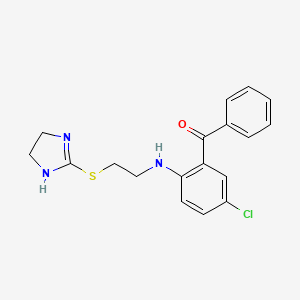 molecular formula C18H18ClN3OS B12771514 Methanone, (5-chloro-2-((2-((4,5-dihydro-1H-imidazol-2-yl)thio)ethyl)amino)phenyl)phenyl- CAS No. 128433-29-4