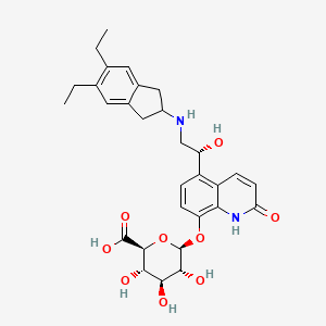 molecular formula C30H36N2O9 B12771526 Indacaterol metabolite P37 CAS No. 1446354-20-6