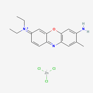 molecular formula C17H20Cl3N3OZn B12771534 Phenoxazin-5-ium, 3-amino-7-(diethylamino)-2-methyl-, trichlorozincate(1-) CAS No. 72854-38-7