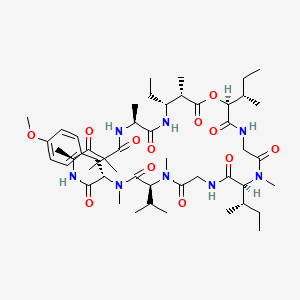 molecular formula C50H80N8O12 B12771563 Cyclo(L-alanyl-(2S,3R)-3-amino-2-methylpentanoyl-(2S,3S)-2-hydroxy-3-methylpentanoylglycyl-N-methyl-L-isoleucylglycyl-N-methyl-L-valyl-N,O-dimethyl-L-tyrosyl-(4S)-4-amino-2,2-dimethyl-3-oxopentanoyl) CAS No. 83712-17-8