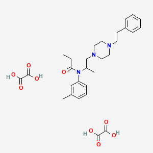 molecular formula C29H39N3O9 B12771591 N-(3-methylphenyl)-N-[1-[4-(2-phenylethyl)piperazin-1-yl]propan-2-yl]propanamide;oxalic acid CAS No. 91098-66-7