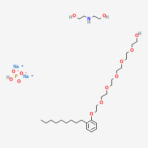 molecular formula C31H60NNa2O13P B12771644 Di(nonylphenol hexa(oxyethylene))diethanolamine phosphate CAS No. 66172-81-4