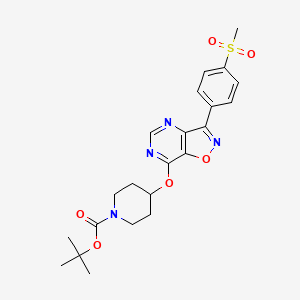 molecular formula C22H26N4O6S B12771663 tert-Butyl 4-((3-(4-methylsulfonylphenyl)-(1,2)oxazolo(5,4-E)pyrimidin-7-yl)oxy)piperidine-1-carboxylate CAS No. 832717-22-3
