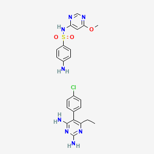 molecular formula C23H25ClN8O3S B12771676 4-Amino-N-(6-methoxy-4-pyrimidinyl)benzenesulfonamide mixt. with 5-(4-chlorophenyl)-6-ethyl-2,4-pyrimidinediamine CAS No. 55128-75-1