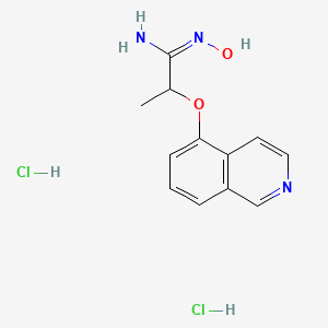 molecular formula C12H15Cl2N3O2 B12771678 N-Hydroxy-2-(5-isoquinolinyloxy)propanimidamide dihydrochloride CAS No. 86346-56-7