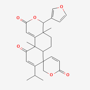 molecular formula C26H28O6 B12771697 4'-(furan-3-yl)-4'a,10'a-dimethyl-8'-propan-2-ylspiro[2H-pyran-3,7'-4,5,6,6a-tetrahydrobenzo[f]isochromene]-2',6,10'-trione CAS No. 987-99-5