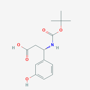 molecular formula C14H19NO5 B1277229 (S)-3-((tert-Butoxycarbonyl)amino)-3-(3-hydroxyphenyl)propanoic acid CAS No. 499995-79-8