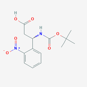 molecular formula C14H18N2O6 B1277231 (S)-3-((tert-Butoxycarbonyl)amino)-3-(2-nitrophenyl)propanoic acid CAS No. 500770-83-2