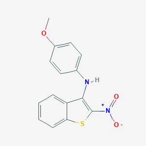 molecular formula C15H12N2O3S B127724 Benzo(b)thiophen-3-amine, N-(4-methoxyphenyl)-2-nitro- CAS No. 149338-11-4