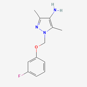 molecular formula C12H14FN3O B1277252 1-((3-氟苯氧基)甲基)-3,5-二甲基-1H-吡唑-4-胺 CAS No. 1004192-82-8