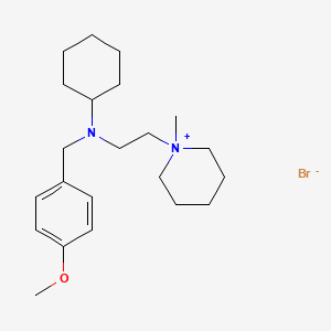 molecular formula C22H37BrN2O B12772586 1-(2-(Cyclohexyl(p-methoxybenzyl)amino)ethyl)-1-methyl-piperidinium bromide CAS No. 102207-24-9