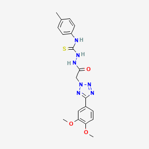 molecular formula C19H21N7O3S B12772987 2H-Tetrazole-2-acetic acid, 5-(3,4-dimethoxyphenyl)-, 2-(((4-methylphenyl)amino)thioxomethyl)hydrazide CAS No. 94771-96-7
