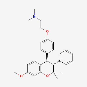 molecular formula C28H33NO3 B12773155 Des(pyrrolidinyl)dimethylamino ormeloxifene CAS No. 78994-28-2