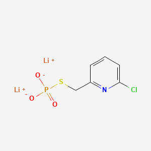 molecular formula C6H5ClLi2NO3PS B12773157 Phosphorothioic acid, S-(6-chloro-2-pyridinylmethyl) ester, dilithium salt, monohydrate CAS No. 119395-97-0