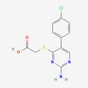 molecular formula C12H10ClN3O2S B1277317 2-[2-amino-5-(4-chlorophenyl)pyrimidin-4-yl]sulfanylacetic Acid 