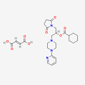 molecular formula C27H36N4O8 B12773172 (E)-but-2-enedioic acid;[1-(2,5-dioxopyrrolidin-1-yl)-3-(4-pyridin-2-ylpiperazin-1-yl)propan-2-yl] cyclohexanecarboxylate CAS No. 84916-34-7