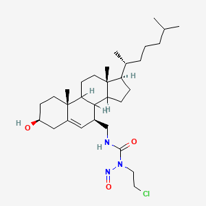 molecular formula C31H52ClN3O3 B12773179 Urea, N-(2-chloroethyl)-N'-(((3-beta,7-beta)-3-hydroxycholest-5-en-7-yl)methyl)-N-nitroso- CAS No. 164120-29-0