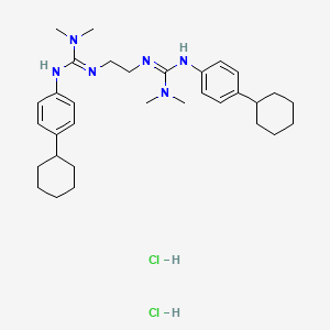 molecular formula C32H50Cl2N6 B12773202 Guanidine, N,N'''-1,2-ethanediylbis(N''-(4-cyclohexylphenyl)-N',N'-dimethyl-, dihydrochloride CAS No. 120570-68-5