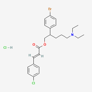molecular formula C24H30BrCl2NO2 B12773219 Pentanol, 2-(4-bromophenyl)-5-(diethylamino)-, chlorocinnamate hydrochloride CAS No. 119585-23-8