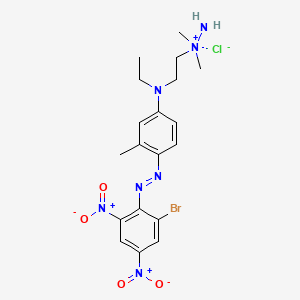 molecular formula C19H25BrClN7O4 B12773240 Hydrazinium, 1-(2-((4-((2-bromo-4,6-dinitrophenyl)azo)-3-methylphenyl)ethylamino)ethyl)-1,1-dimethyl-, chloride CAS No. 72379-46-5