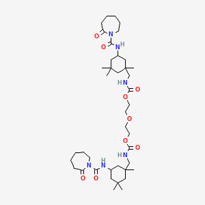 molecular formula C40H68N6O9 B12773275 Carbamic acid, ((5-(((hexahydro-2-oxo-1H-azepin-1-yl)carbonyl)amino)-1,3,3-trimethylcyclohexyl)methyl)-, oxydi-2,1-ethanediyl ester CAS No. 74186-19-9